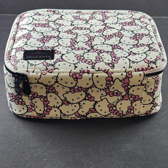 Hello Kitty Vanity Cosmetic Bag White Multi Compartment Sanrio NWT - Picture 3 of 13